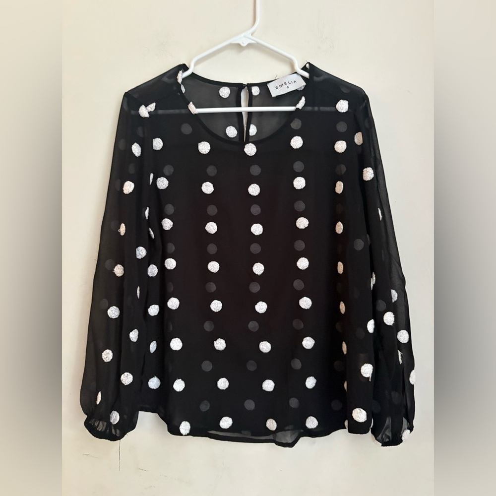 EMELIA POLKA DOT SHEER BLOUSE SIZE S